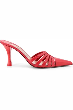 PARIS TEXAS Heeled Mules, female, , 5 UK, Nadia Leather Sabot Heeled Mules