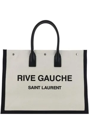 Saint Laurent Monogram Cotton Handbag with Leather Handles