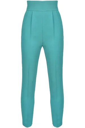 Pinko Teal Stretch-Crêpe Natalia Trousers