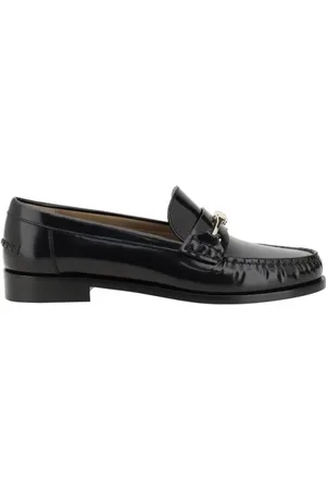Salvatore Ferragamo Loafers, female, , 5 1/2 UK, Metal Buckle Leather Loafers with Block Heel