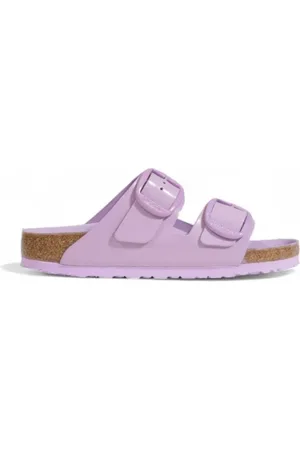 Birkenstock Sliders, female, , 4 UK, Arizona Big Buckle Natural Leather Patent Sandals