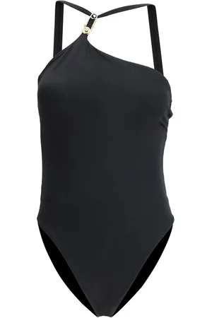 VERSACE One-piece, female, , S, Chic Swimsuit with Iconic Logo Plaque