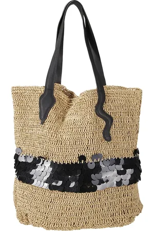 P.A.R.O.S.H. Shoulder Bags, female, , ONE SIZE, Raffia Shopper Bag with Sequin Decoration