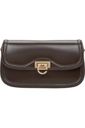 Estro Women`s Small Dark Shoulder Bag with Gold Hardware Er00115778