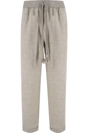 LE TRICOT PERUGIA Straight Trousers, female, , M, Linen Drawstring Waist Fashionable Trousers