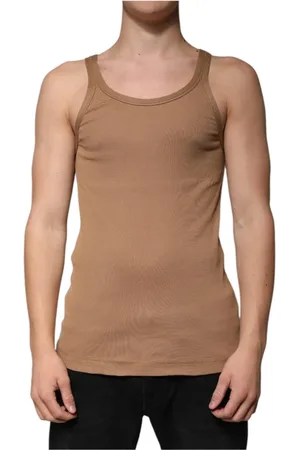 Dolce & Gabbana Sleeveless Tops, male, , L, Cotton Tank Top with Logo