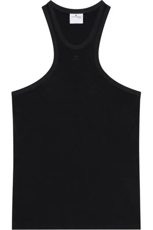 Courrèges Sleeveless Tops, male, , L, Logo Patch Halterneck Racerback Top
