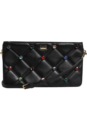 Dolce & Gabbana Cross Body Bags, female, , ONE SIZE, Crystal Logo Shoulder Bag Leather