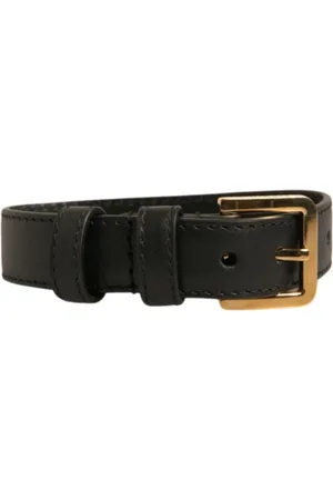 Dolce & Gabbana Bracelets, female, , ONE SIZE, Textured Leather Armband with Gold Buckle