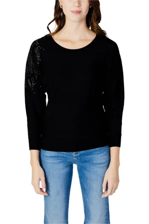 Guess Round-neck Knitwear, female, , M, Leslie Logo Bat Sleeve Top