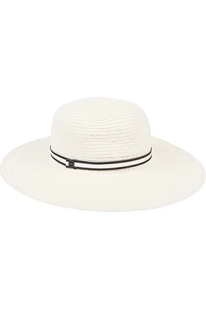 Borsalino Hats, female, , M, Cream Straw Hat with Black and White Band