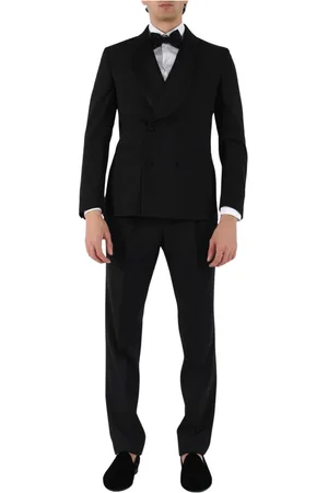 PAOLONI Double Breasted Suits, male, , M, Smoking suit with satin revers
