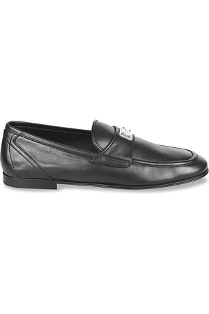 Dolce & Gabbana Leather Ariosto Moccasins Metal Plaque