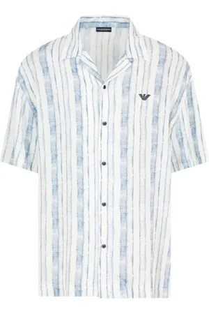 Emporio Armani Short Sleeve Shirts, male, , XL, White Abstract Shirt Collection
