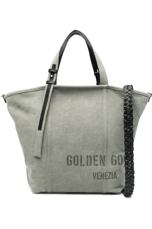 Golden Goose Tote Bags, male, , ONE SIZE, Chic Sage Logo Print Bag