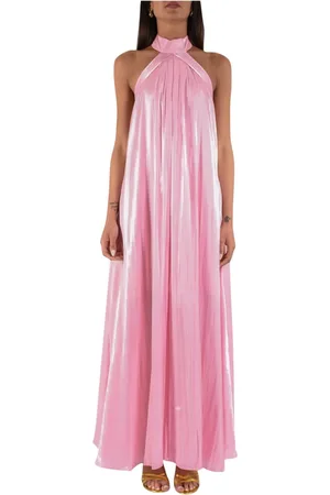 ACTUALEE Satin Long Dress with American Neckline