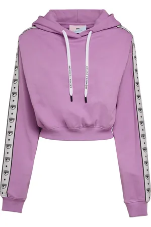 Chiara Ferragni Hoodies, female, , L, Hooded Cotton Sweatshirt With Logomania Tape