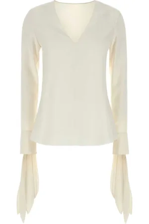 Givenchy V-Neck Ruffled Top Long Sleeves