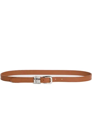 Orciani Leather Belt with Oval Silver Buckle