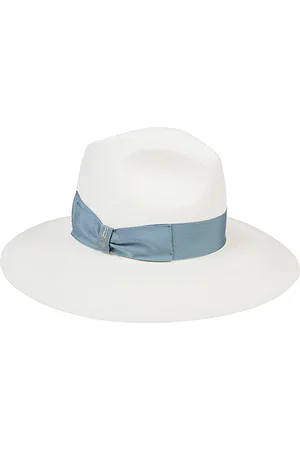 Borsalino Clear Blue Straw Hat with Side Logo
