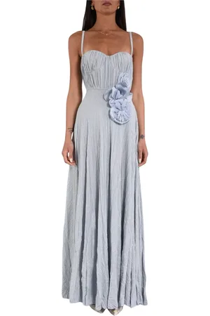 Elisabetta Franchi Maxi Dresses, female, , M, Long Jersey Lurex Dress with Floral Embroidery