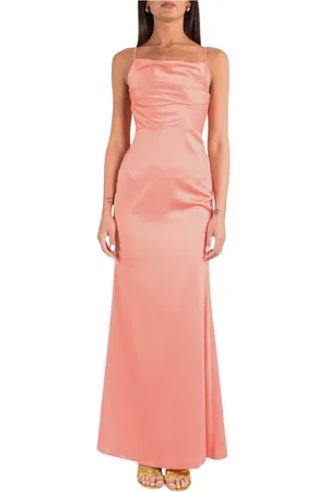 ACTUALEE Satin Long Dress with Crossback