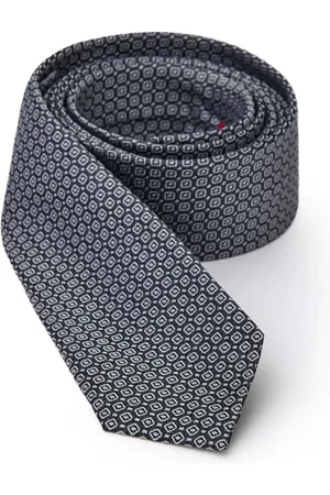 Jil Sander Ties, male, , ONE SIZE, Dark Grey Silk Tie Micro Print