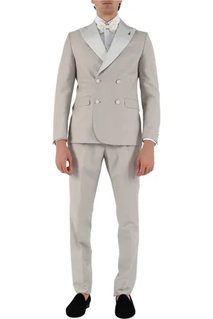 PAOLONI Double-breasted suit with satin lapels