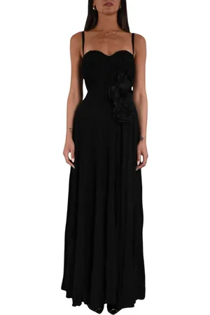 Elisabetta Franchi Long Jersey Lurex Dress with Floral Embroidery