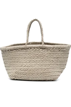 Dragon Diffusion Handbags, female, , ONE SIZE, Grey Leather Woven Circular Handle Bag