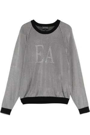 Emporio Armani Grey Jumper with Intarsia-Knit Logo