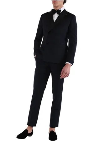 PAOLONI Double Breasted Suits, male, , 3XL, Double-breasted smoking jacket with satin lapels