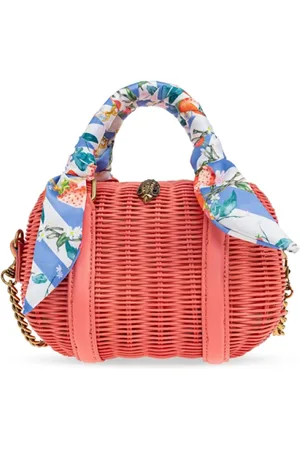 Kurt Geiger Coral Woven Handbag with Floral Scarf