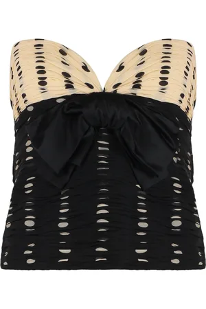 VALENTINO Sleeveless Tops, female, , S, Polka-dot chiffon top with bow