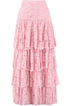 LOVESHACKFANCY Ruffled Lace Skirt with Decorative Gathering