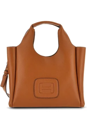 Hogan Leather Tote Bag with Embossed Logo