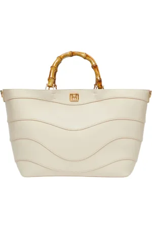 MARELLA Handbags, female, , ONE SIZE, Ivory Shopping Bag with Bamboo Handle
