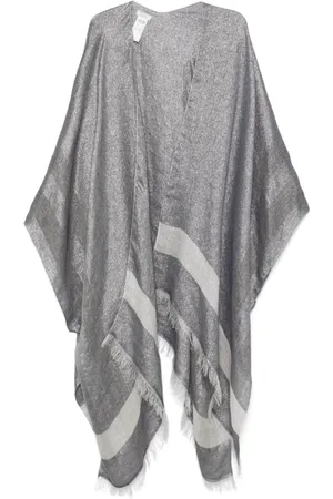 PESERICO SIGN Capes, female, , ONE SIZE, Blue-Grey Long Cardigan with Fringes