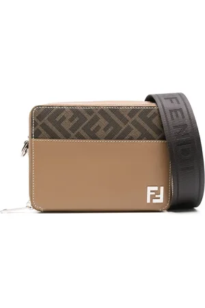 Fendi Leather Shoulder Bag with FF Appliqué