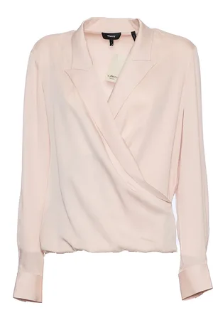 THEORY Blush V-Neck Wrap Blouse