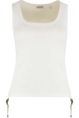 Burberry Sleeveless Tops, female, , M, Ribbed Tank Top with Gathered Sides