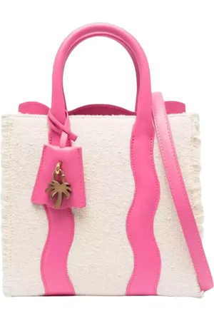 Palm Angels Beige Shopper Bag with Leather Inserts