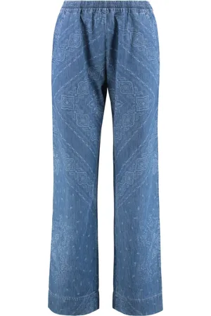 Pinko Wide Trousers, female, , XS, Printed Cotton Trousers with Pockets