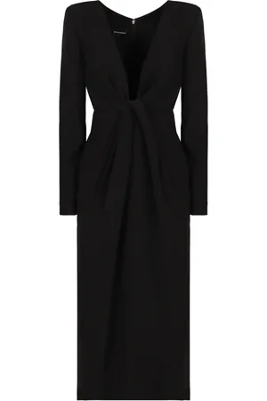 Emporio Armani Midi Dresses, female, , XS, V-neck dress with knot front detail