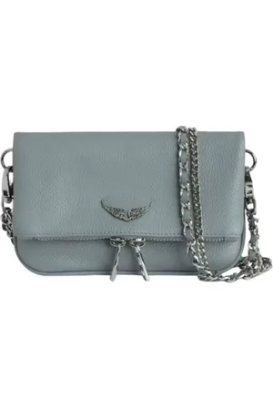 Zadig & Voltaire Cross Body Bags, female, , ONE SIZE, Grey Leather Pouch with Rhinestones