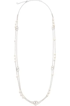 VALENTINO GARAVANI Necklaces, male, , ONE SIZE, Bijoux Silver Necklace with Vlogo Detail