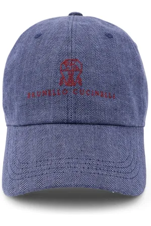 Brunello Cucinelli Caps, male, , M, Linen Hats with Leather Strap