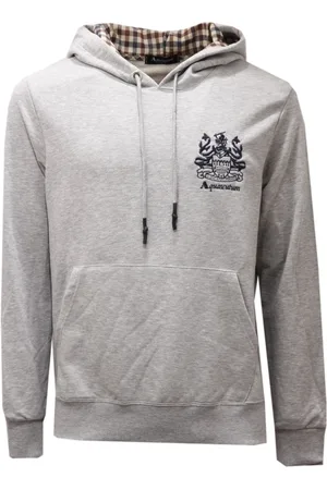 Aquascutum Hoodies, male, , XL, Grey Cotton Hoodie Sweatshirt