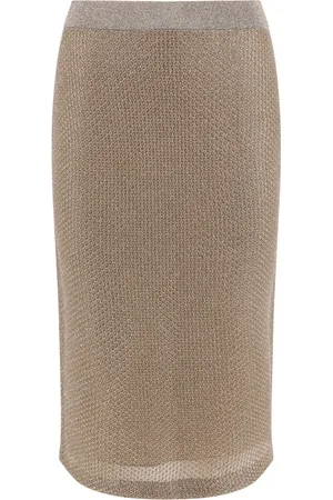 Tory Burch Lurex Ribbed Waist Midi Skirt