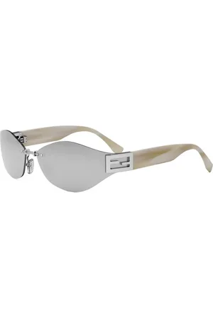 Fendi Sunglasses, unisex, , ONE SIZE, Baguette Sunglasses Silver Mirrored Lenses